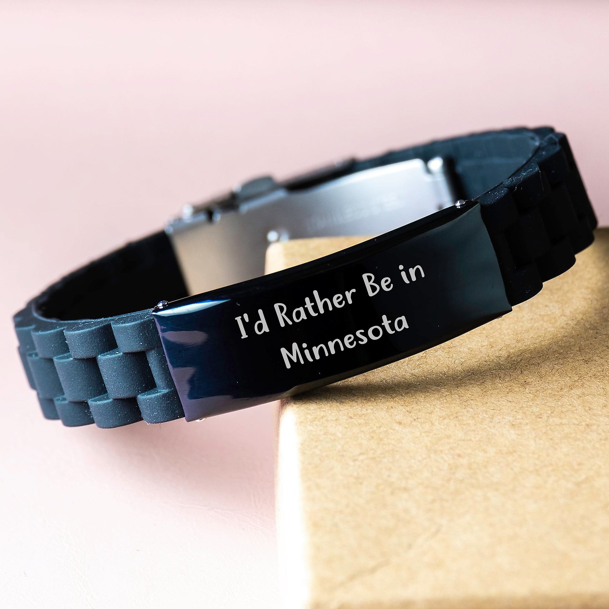 Funny Minnesota Gifts from - I'd Rather Be in Minnesota Glide lock Clasp Bracelet for Men Women Friends Valentine's Unique - Image 3