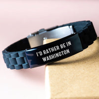 Load image into Gallery viewer, Washington Inspired Glide lock Clasp Bracelet, 'I'd Rather Be In Washington' Funny Quote, Valentine's Unique Gifts for Him or Her from Washington Lovers - Image 3
