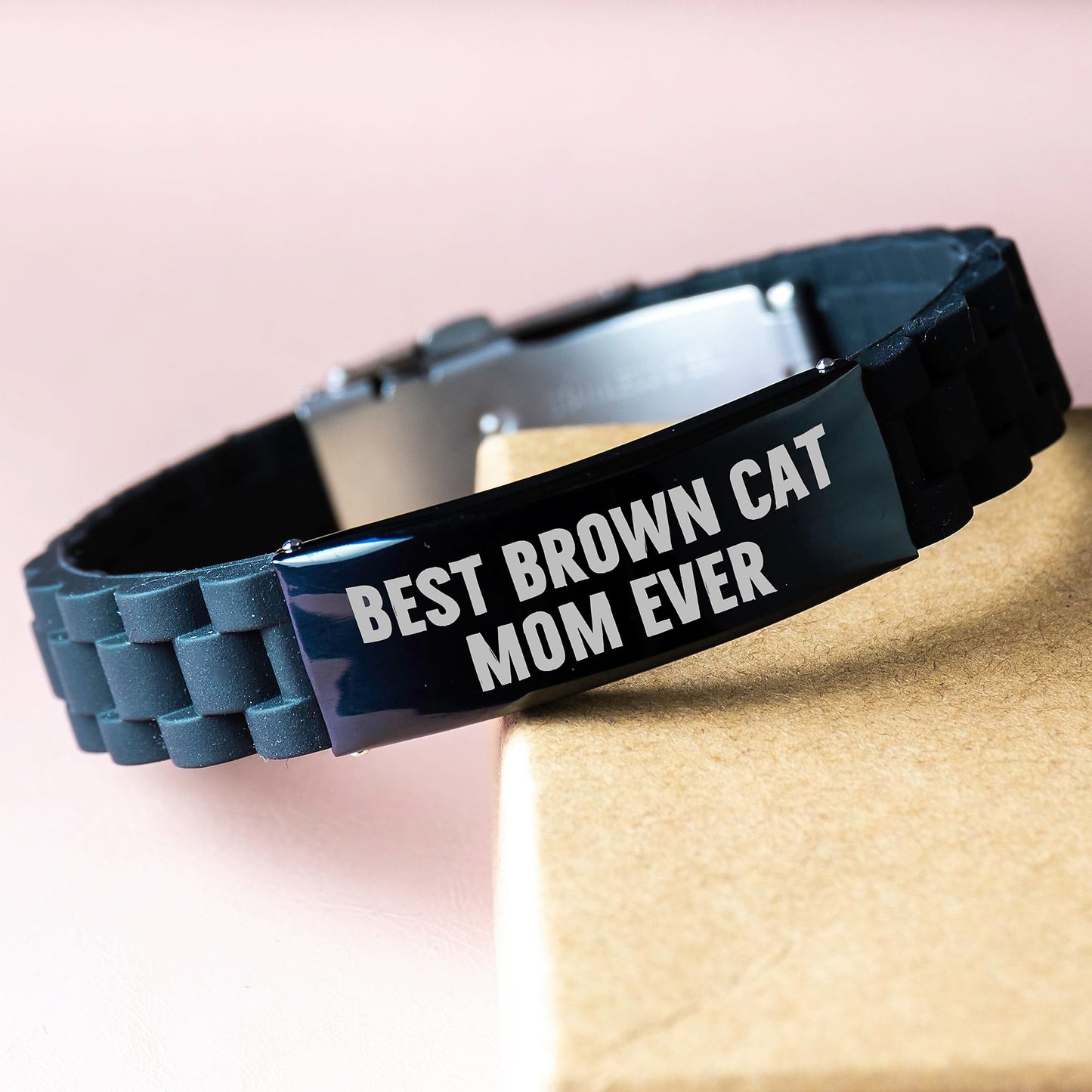 Funny Brown Cat Mom Ever Gifts for Brown Cat Lovers - Glide lock Clasp Bracelet, Birthday Unique Gifts from Men, Women, Friends, Coworkers, Family - Image 3