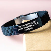 Load image into Gallery viewer, Metal Detecting Enthusiast Gifts from Friends, Funny Metal Detecting Quote, Christmas Unique Glide lock Clasp Bracelet for Men - Image 3
