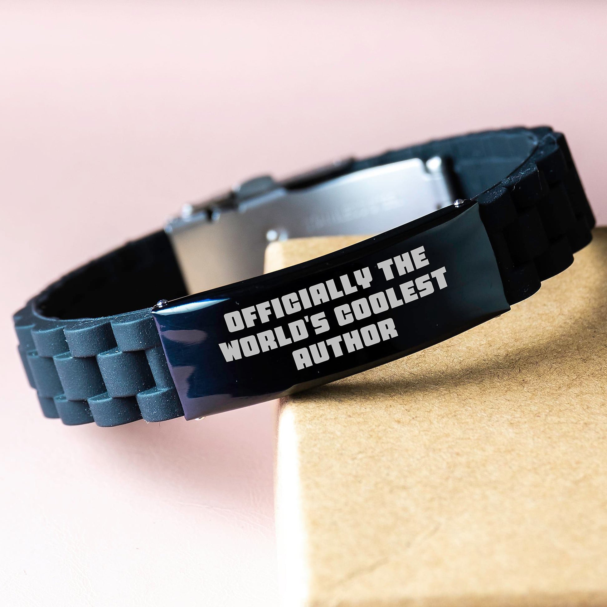 Funny 'The World's Coolest Author' Glide lock Clasp Bracelet Gifts from Friends for Men, Women - Image 3