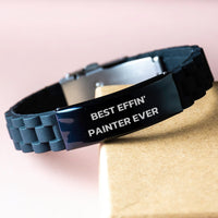 Load image into Gallery viewer, Funny Painter Gifts from Friends for Men - Best Effin' Painter Ever Glide lock Clasp Bracelet, Christmas Unique Presents - Image 3
