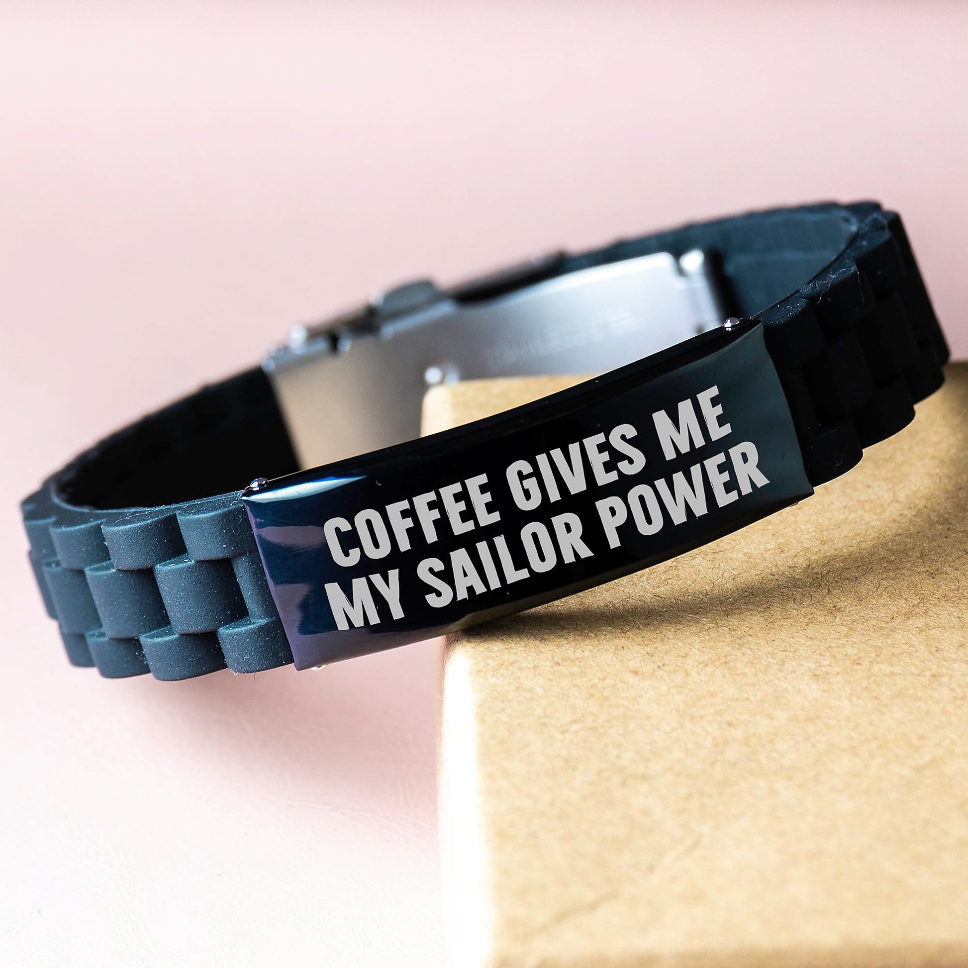 Funny Sailor Gifts for Him, Sailor Power Glide lock Clasp Bracelet with Black Stainless Steel and Silicone, Christmas Unique Gifts for Men, Gifts from Family - Image 3