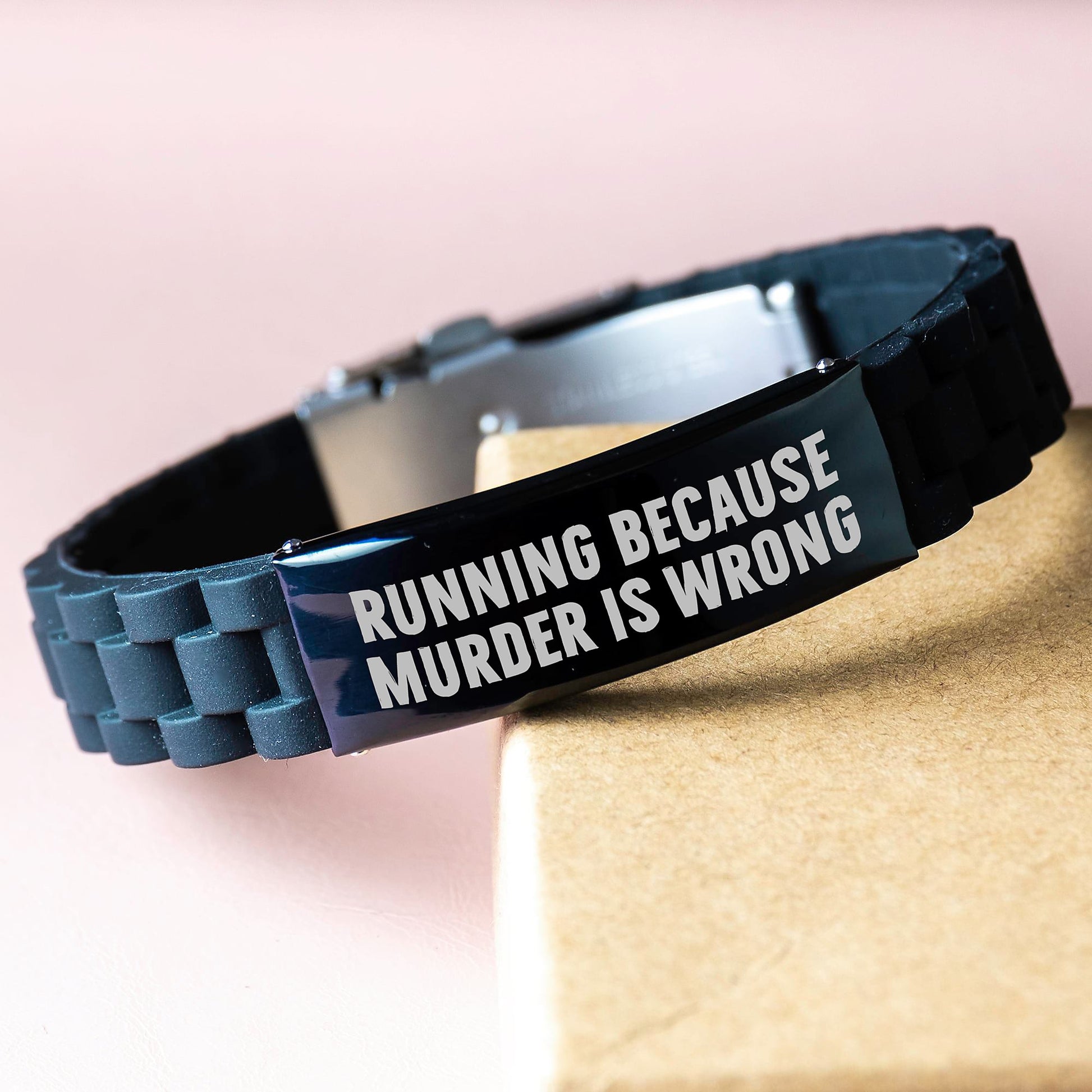 Funny Running Humor Gifts from Men to Friends Who Say Running Because Murder Is Wrong Valentine's Unique Gifts - Image 3
