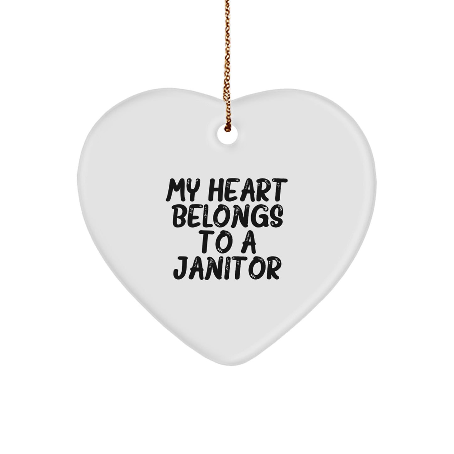 Funny Janitor Gifts for Men, My Heart Belongs To A Janitor Heart Ornament, Christmas Unique Gifts from Husband - Image 1