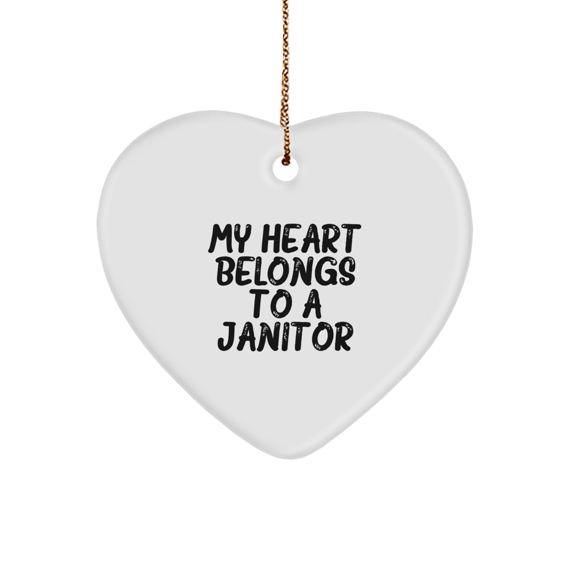 Funny Janitor Gifts for Men, My Heart Belongs To A Janitor Heart Ornament, Christmas Unique Gifts from Husband - Image 1