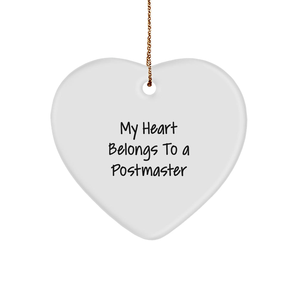 Funny Postmaster Heart Ornament Gifts from Men, Women, Friends, and Family - 'My Heart Belongs To A Postmaster' Christmas Unique Gifts - Image 1