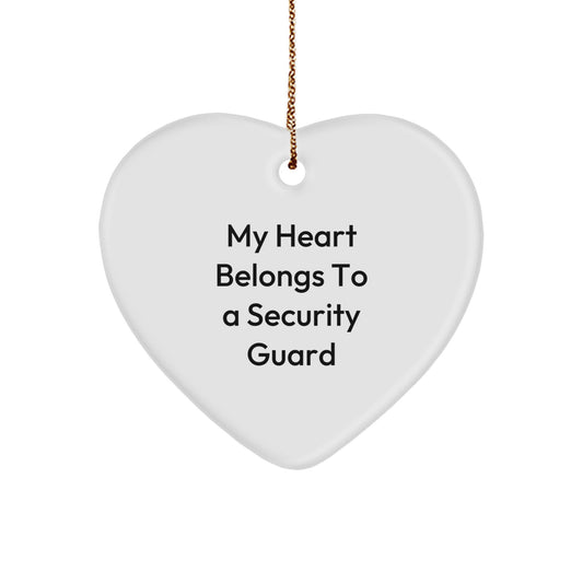 Funny Heart Ornament Gifts from Friends for Security Guards - 'My Heart Belongs To A Security Guard' Christmas Unique Gifts - Image 1