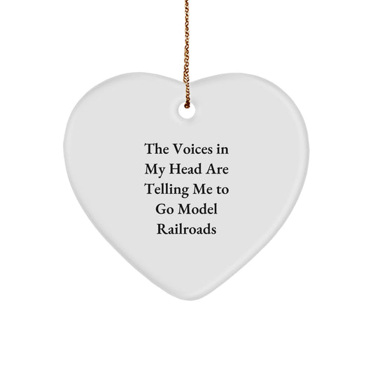 Unique Funny Model Railroads Gifts from Friends for Christmas Heart Ornament - Image 1