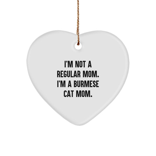 Christmas Surprise Gift for Teens Burmese Cat Mom Heart Ornament - Image 1