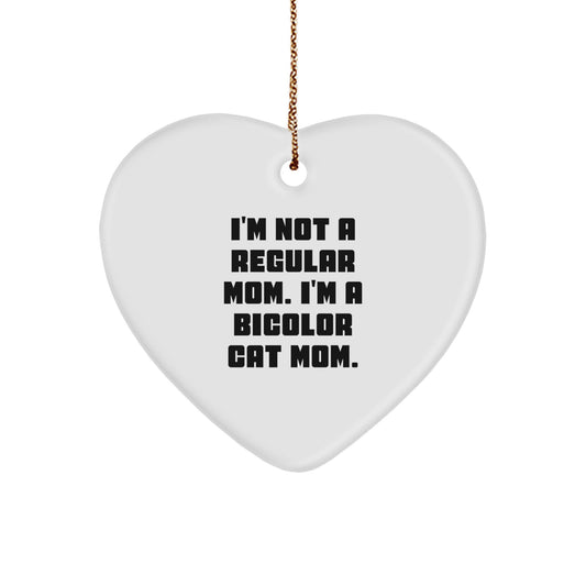 Funny Bicolor Cat Mom Gifts for Women - Heart Ornament for Christmas Unique Gifts from Family to Friends - Image 1