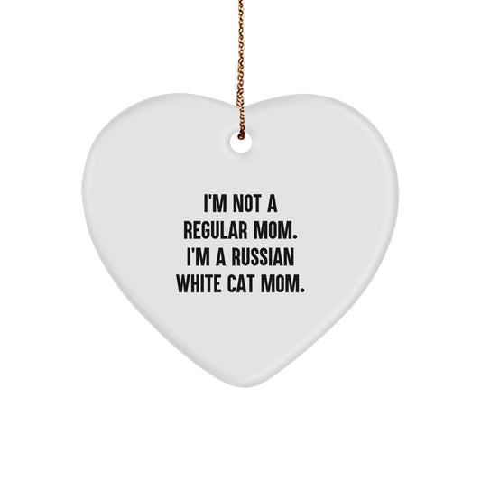 For Him Russian White Cat Heart Christmas Ornament Gift Regular Mom - Image 1