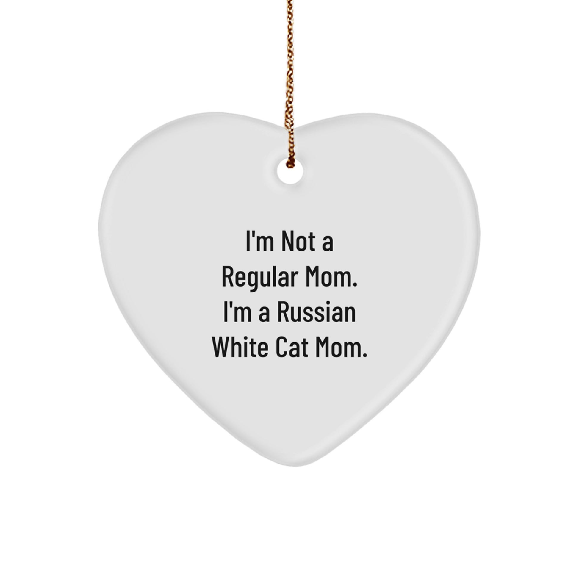 Funny Russian White Cat Mom Heart Ornament Gifts for Russian White Cat Lover, Christmas Unique Gifts from Mom to Russian White Cat - Image 1
