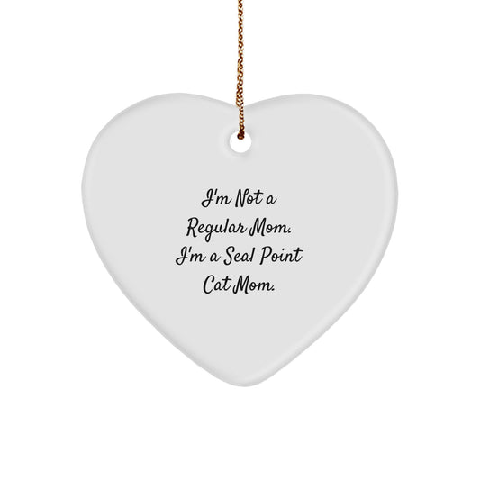 Funny Seal Point Cat Mom Heart Ornament, Gifts from Mom to Seal Point Cat Lover for Christmas Unique Gifts - Image 1