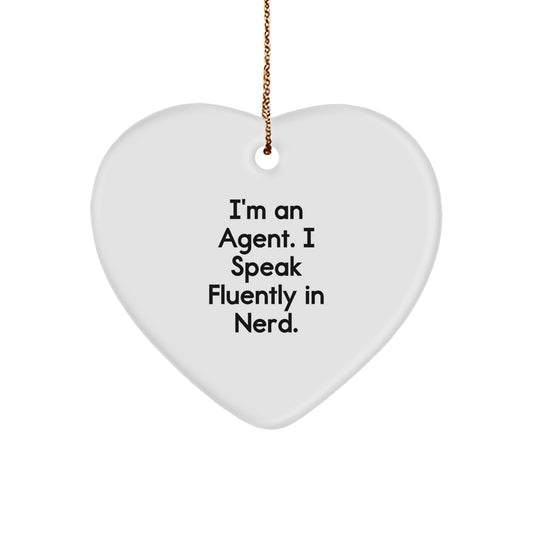Christmas Unique Gift for Her Agent Heart Ornament Present Speak genius - Image 1