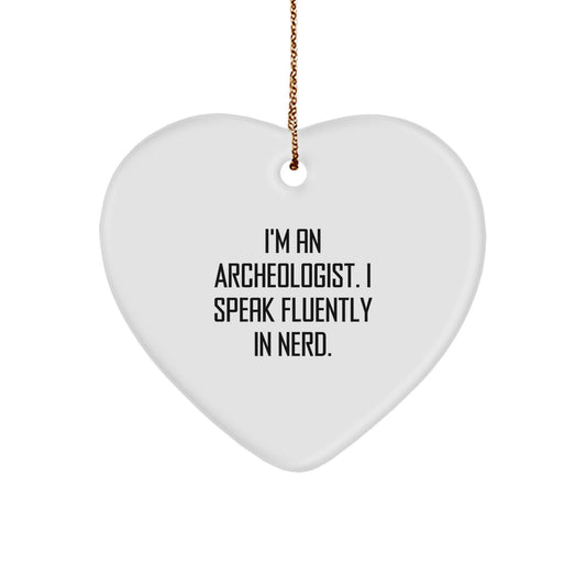 Funny Archeologist Gifts for Men, 'I Speak Fluently In genius' Heart Ornament, Christmas Unique Presents for Archeology Lovers, Gifts from Friends, Coworkers, Family - Image 1