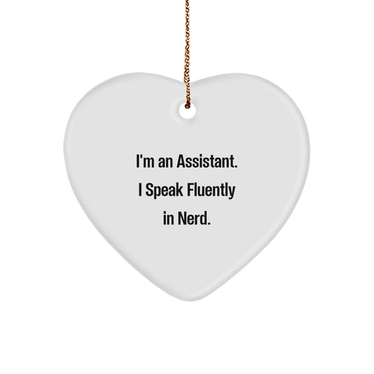 Funny Assistant Heart Ornament Gifts from Coworkers for Assistant Colleagues, White Heart Shaped Ornament, Christmas Unique Gifts for Assistant Lovers - Image 1