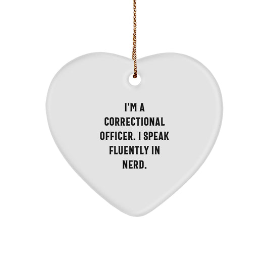 Correctional Officer Gifts from Men - Funny Heart Ornament for Christmas Unique Presents for Correctional Officer Men - Image 1