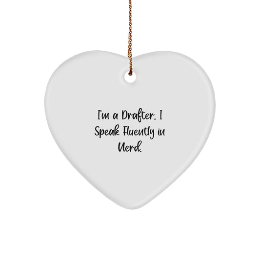 Christmas Gift for Her - Drafter Heart Ornament, I'm A Drafter, Nerd - Image 1