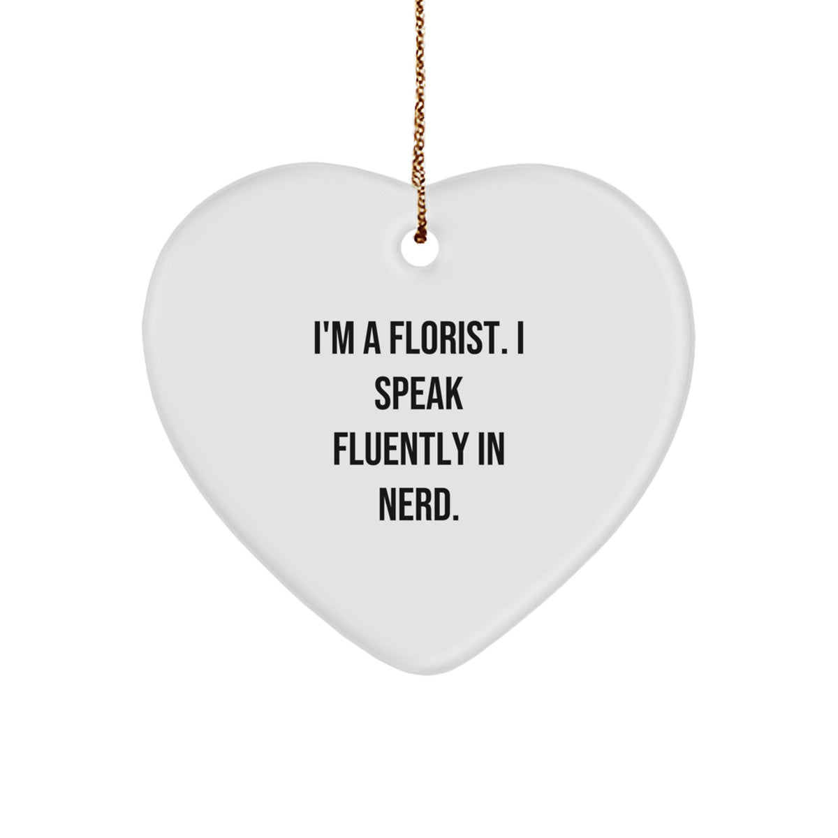 Christmas Unique Gift for Her Florist Heart Ornament, Present White 2.75" - Image 1