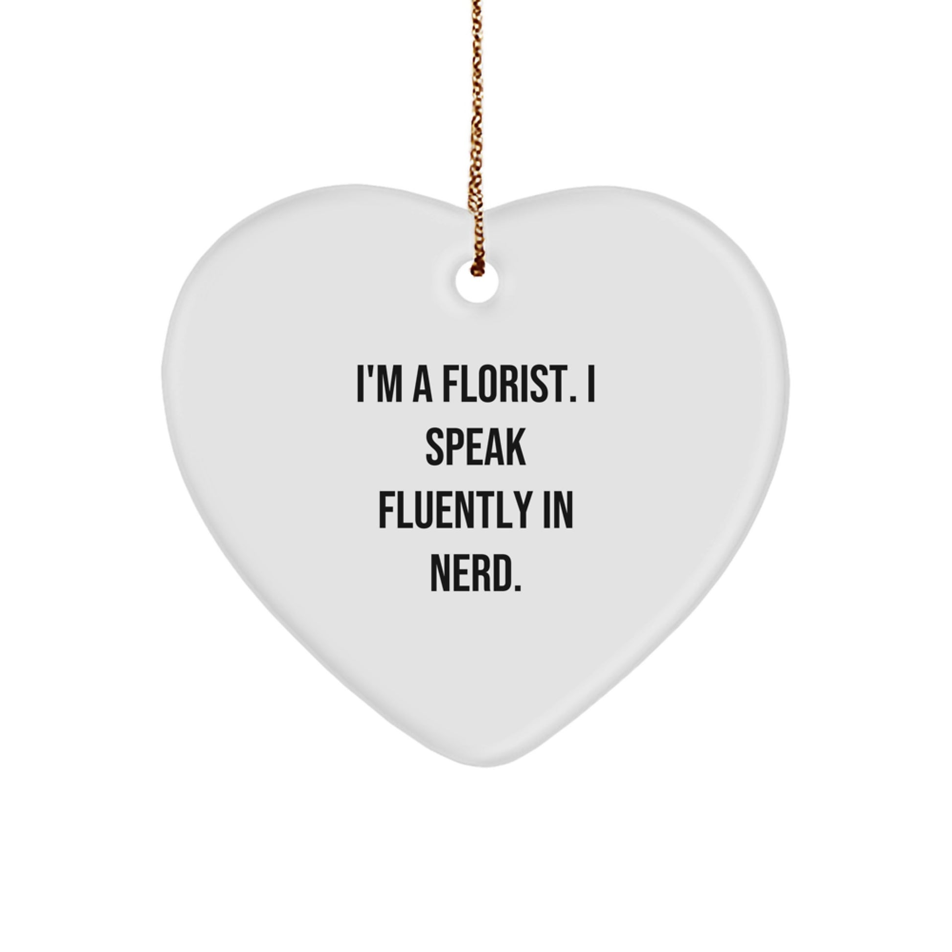 Christmas Unique Gift for Her Florist Heart Ornament, Present White 2.75" - Image 1