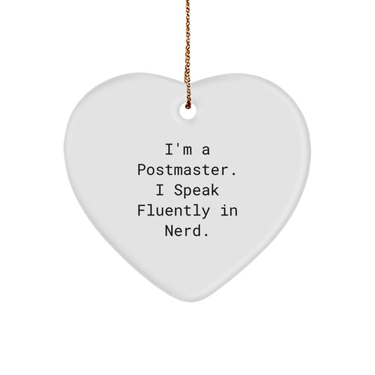Funny Postmaster Gifts for Men, Women, Friends, Coworkers, Family - Christmas Unique Heart Ornament from a genius - Image 1