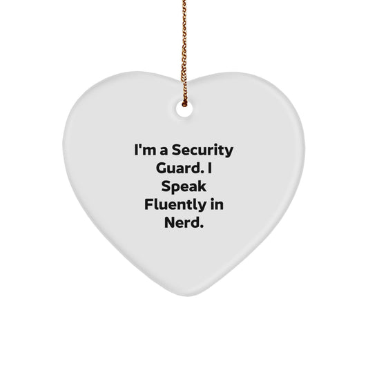 Funny Security Guard Gifts from Friends, Unique Heart Ornament for Men, genius Quote Christmas Unique Gifts - Image 1