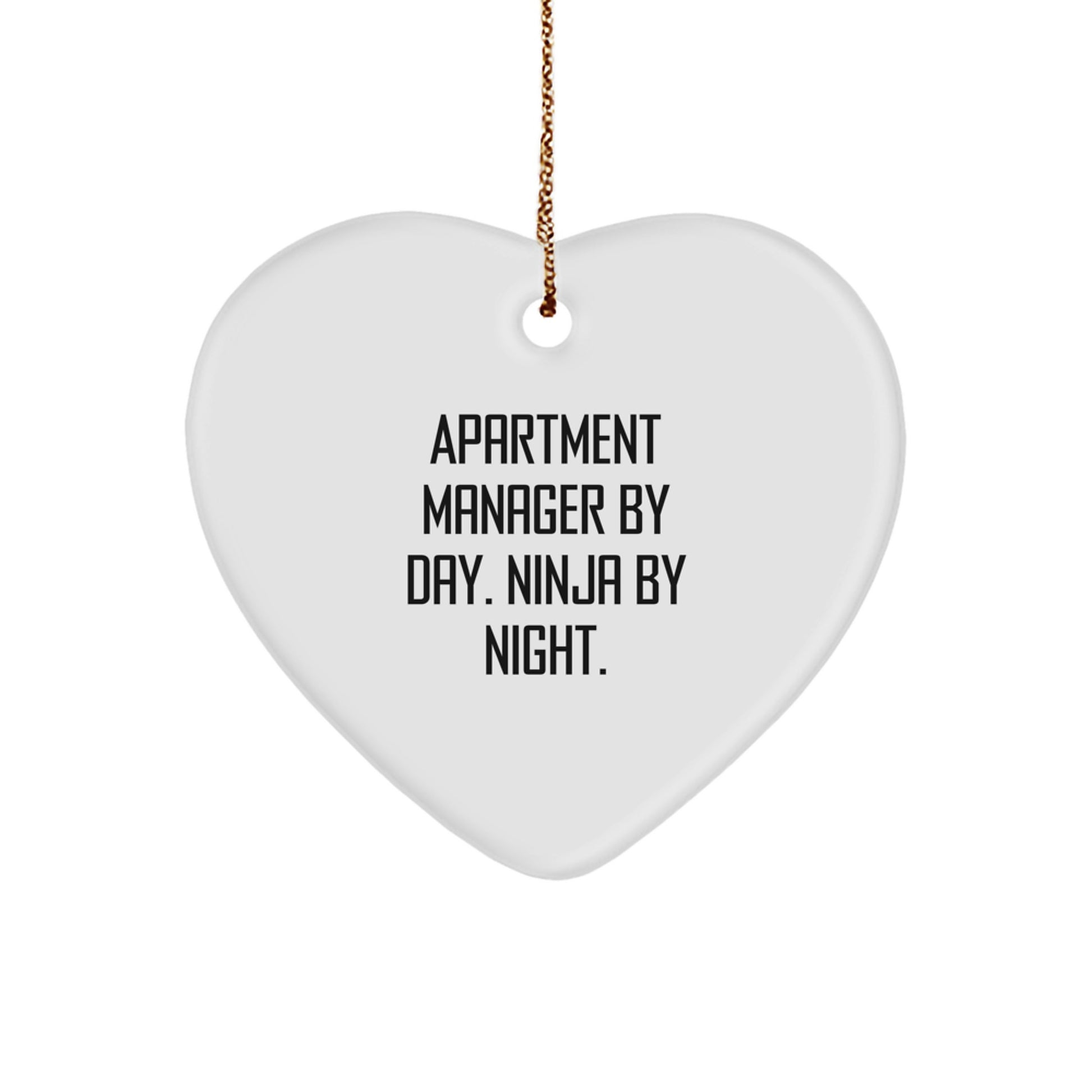 Unique Gifts from Friends for Apartment Manager By Day. Ninja By Night. Christmas Heart Ornament - Image 1
