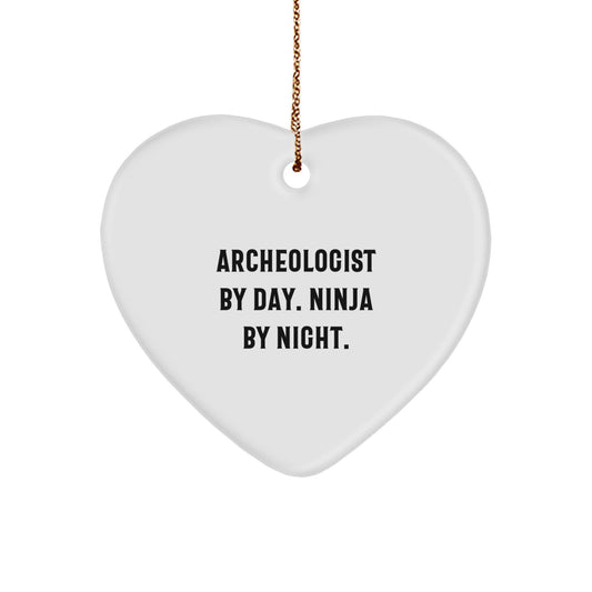 Funny Archeologist Heart Ornament, A Great Gift from Friends for Archeologist Men, Unique Christmas Decorations - Image 1