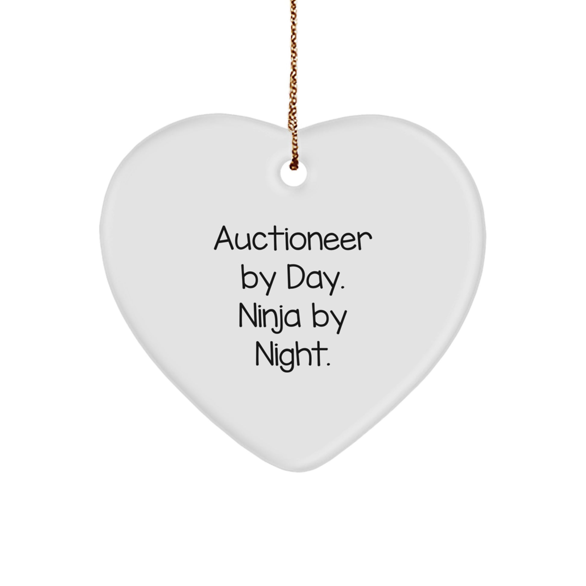 Auctioneer Heart Ornament by Day Heart by Night Funny Gift for Auctioneer Friends Family - Image 1