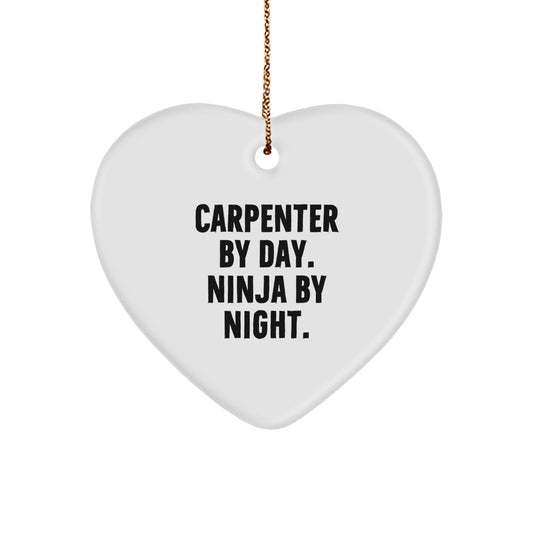 Funny Carpenter Heart Ornament Gifts from Men to Carpenter, Christmas Unique Gifts for Carpenter - Image 1
