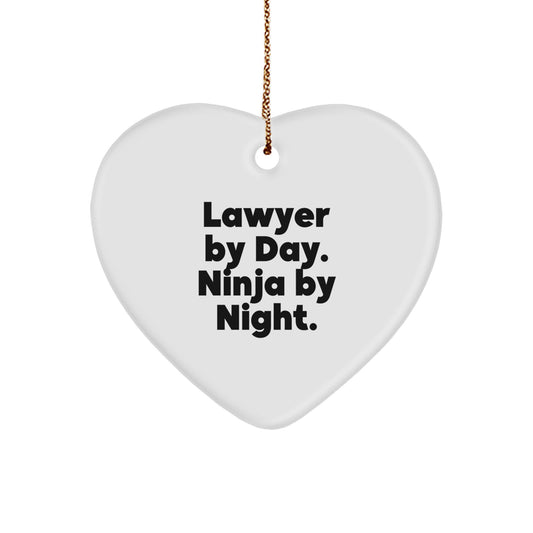 Christmas Unique Gift Lawyer by Day. Ninja by Night. Heart Ornament for Her - Image 1