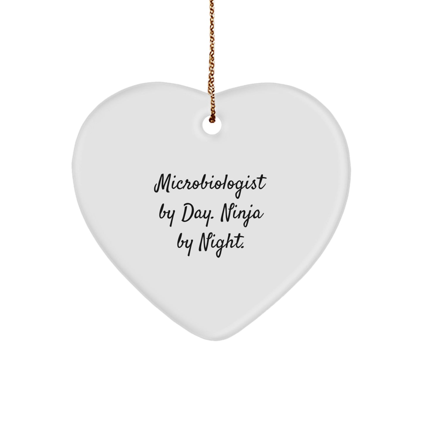 Funny Microbiologist Gifts from Friends for Men - Microbiologist By Day Ninja By Night Heart Ornament, Christmas Unique Gifts - Image 1