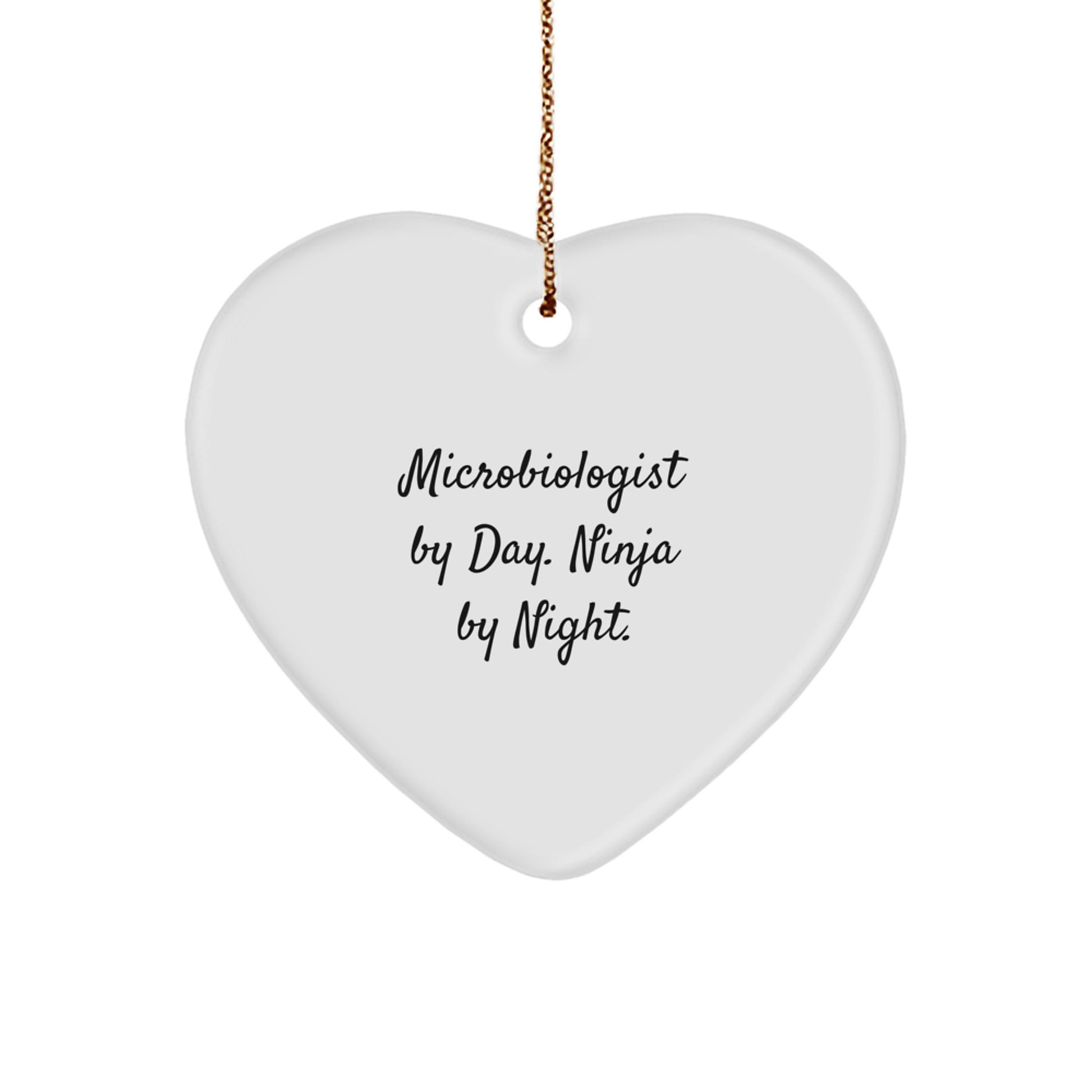 Funny Microbiologist Gifts from Friends for Men - Microbiologist By Day Ninja By Night Heart Ornament, Christmas Unique Gifts - Image 1