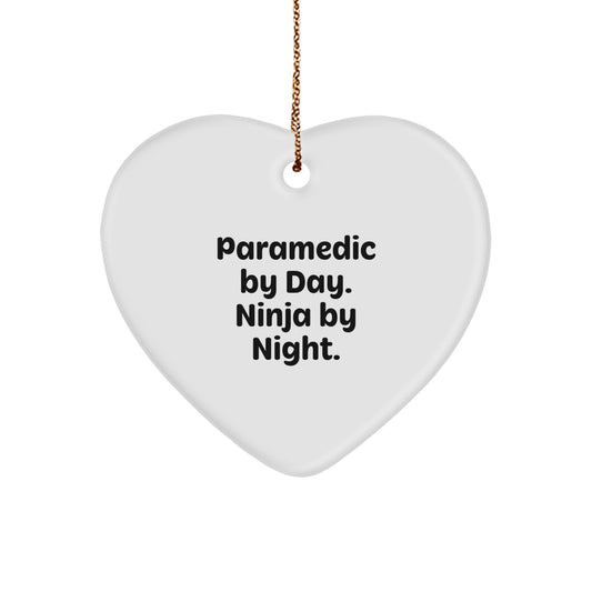 Funny Rescue Worker Gifts for Men - Rescue Worker Heart Ornament, Gifts from Friends, Rescue Worker By Day. Ninja By Night. - Image 1