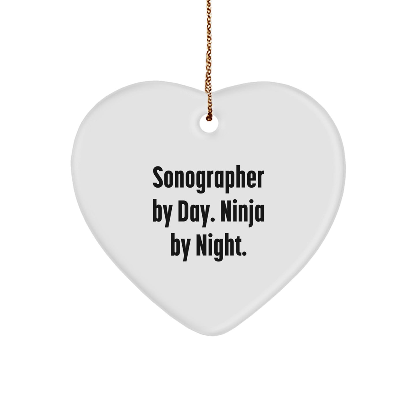 Funny Sonographer Gifts for Coworkers, Sonographer Heart Ornament, Gifts from Family for Sonographer By Day Ninja By Night Christmas Unique Gifts - Image 1