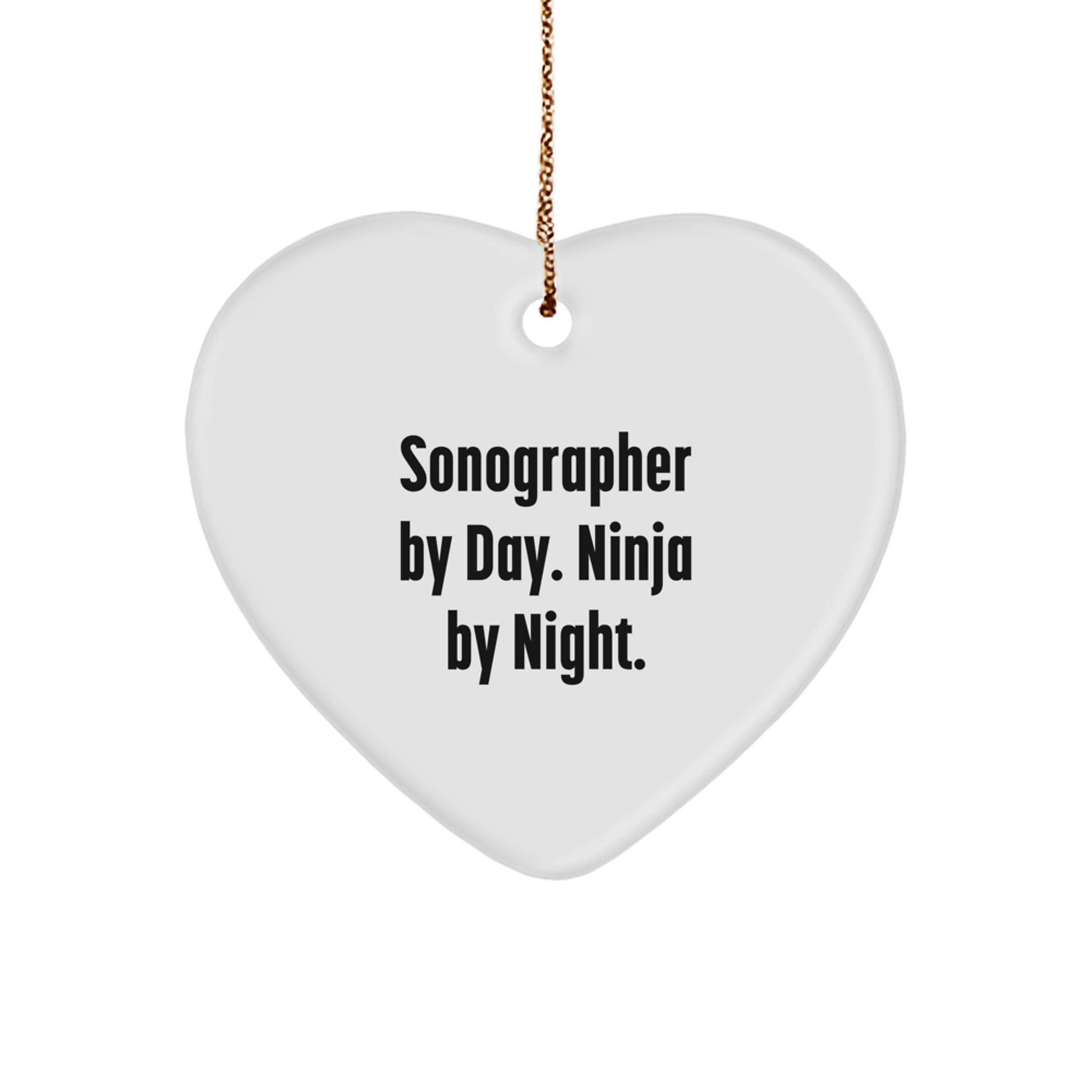 Funny Sonographer Gifts for Coworkers, Sonographer Heart Ornament, Gifts from Family for Sonographer By Day Ninja By Night Christmas Unique Gifts - Image 1