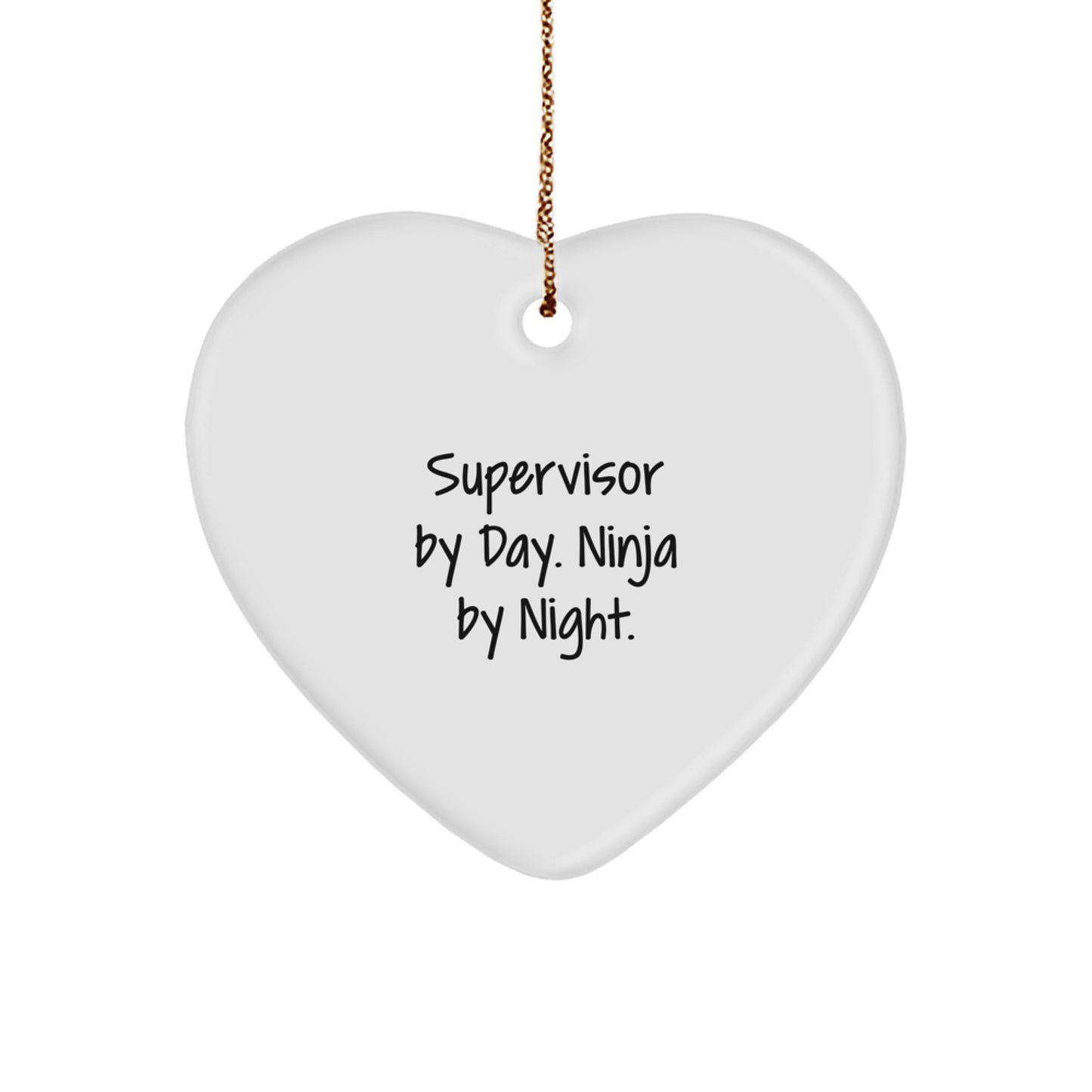 Christmas Gift for Her Supervisor by Day. Ninja By Night Heart Ornament - Image 1
