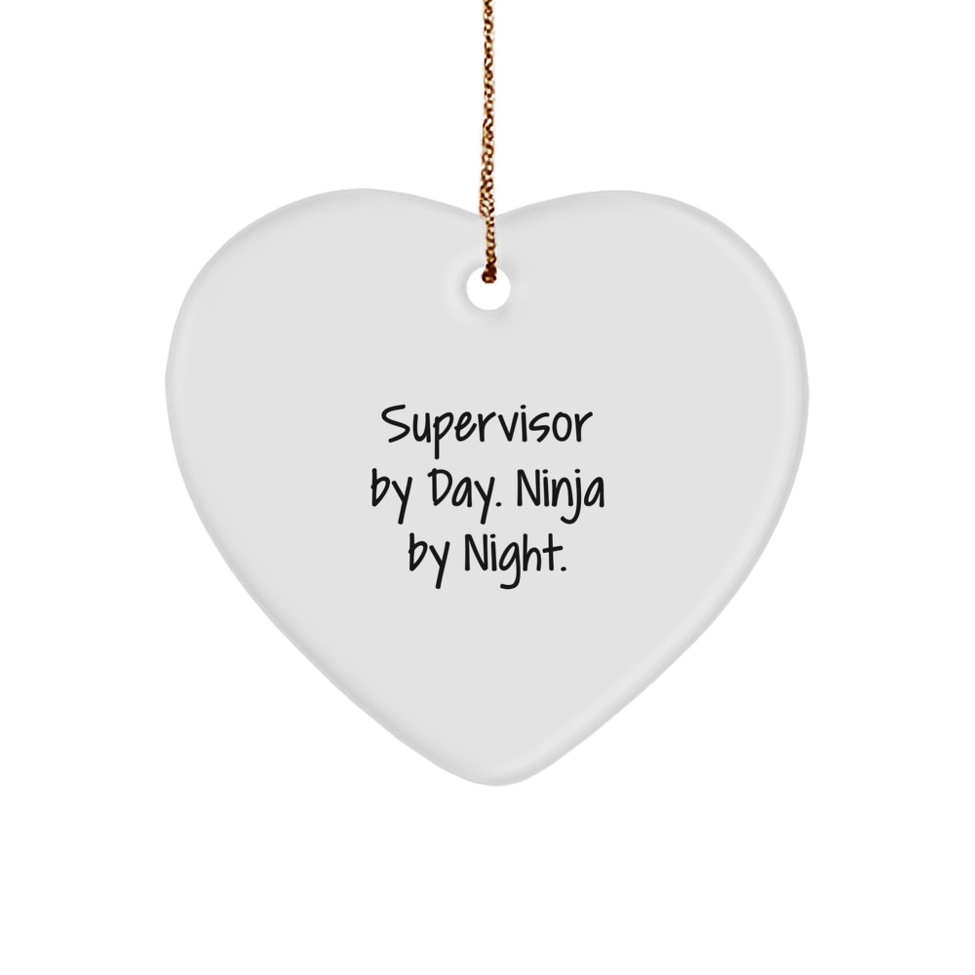 Christmas Gift for Her Supervisor by Day. Ninja By Night Heart Ornament - Image 1