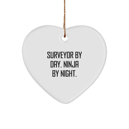 Funny Surveyor Gifts by Day Heart Ornament for Men Christmas Unique Gifts from Friends - Image 1
