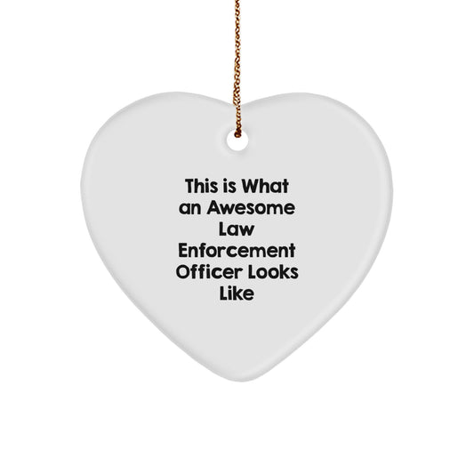 Funny Christmas Unique Gifts for Law Enforcement Officers, Heart Ornament - Awesome Officer Looks Like - Image 1