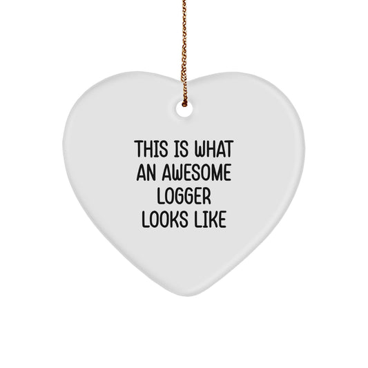 Joyful Logger Heart Christmas Ornament – Awesome Logger Gift for Happy Kids - Image 1