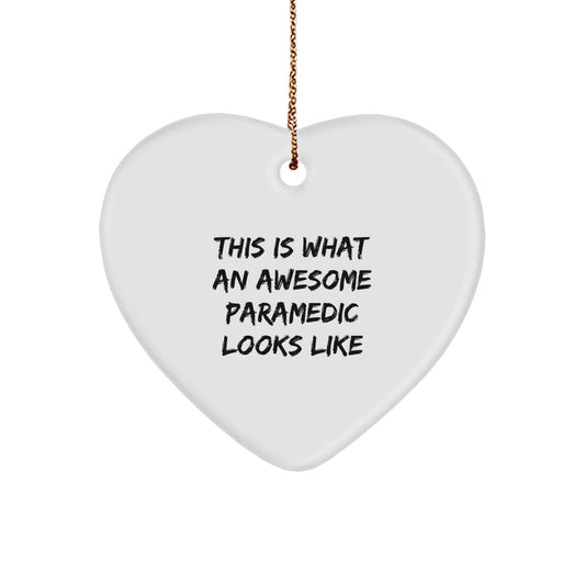 Funny Rescue Worker Gifts from Friends for Rescue Worker Men Heart Ornament This Is What An Awesome Rescue Worker Looks Like Christmas Unique Gift - Image 1