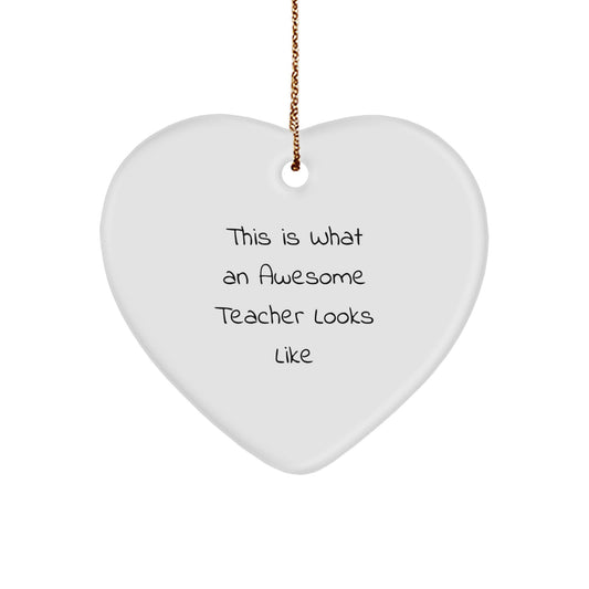 Teacher Heart Ornament for a Colleague Companion Christmas Gift - Image 1