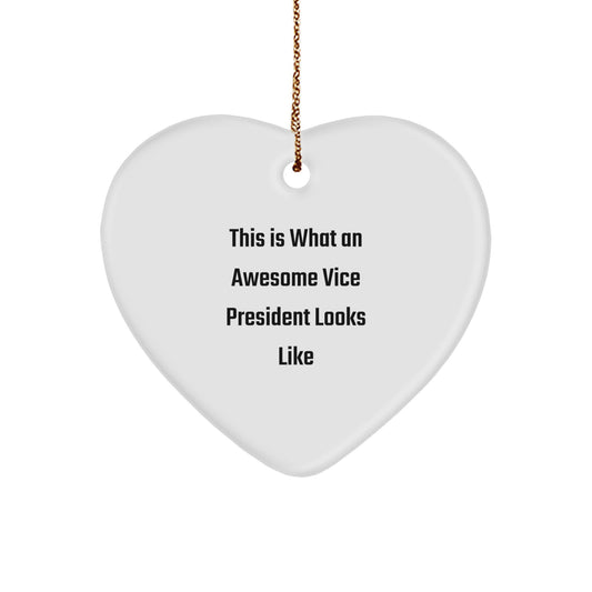 Vice President Keepsake White Heart Christmas Ornament for Him Gift - Image 1