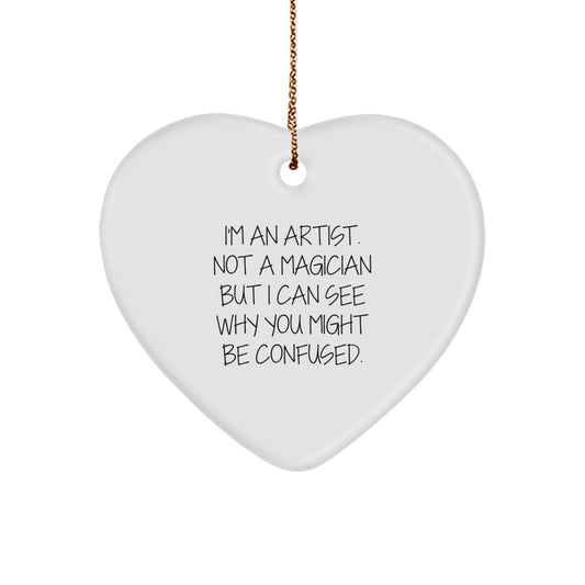 Artist Keepsake Heart White MDF Durable Christmas Ornament for Him Gift - Image 1