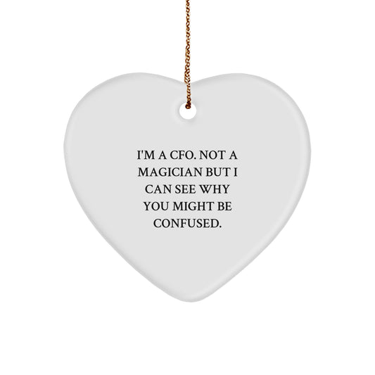 CFO Christmas Unique Gifts from Men, Funny Heart Ornament for CFO Friends - Image 1