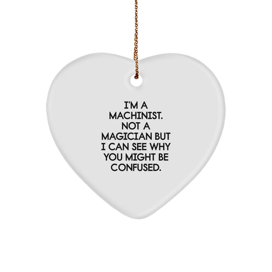 Machinist Keepsake Heart White Christmas Ornament for Him Gift - Image 1
