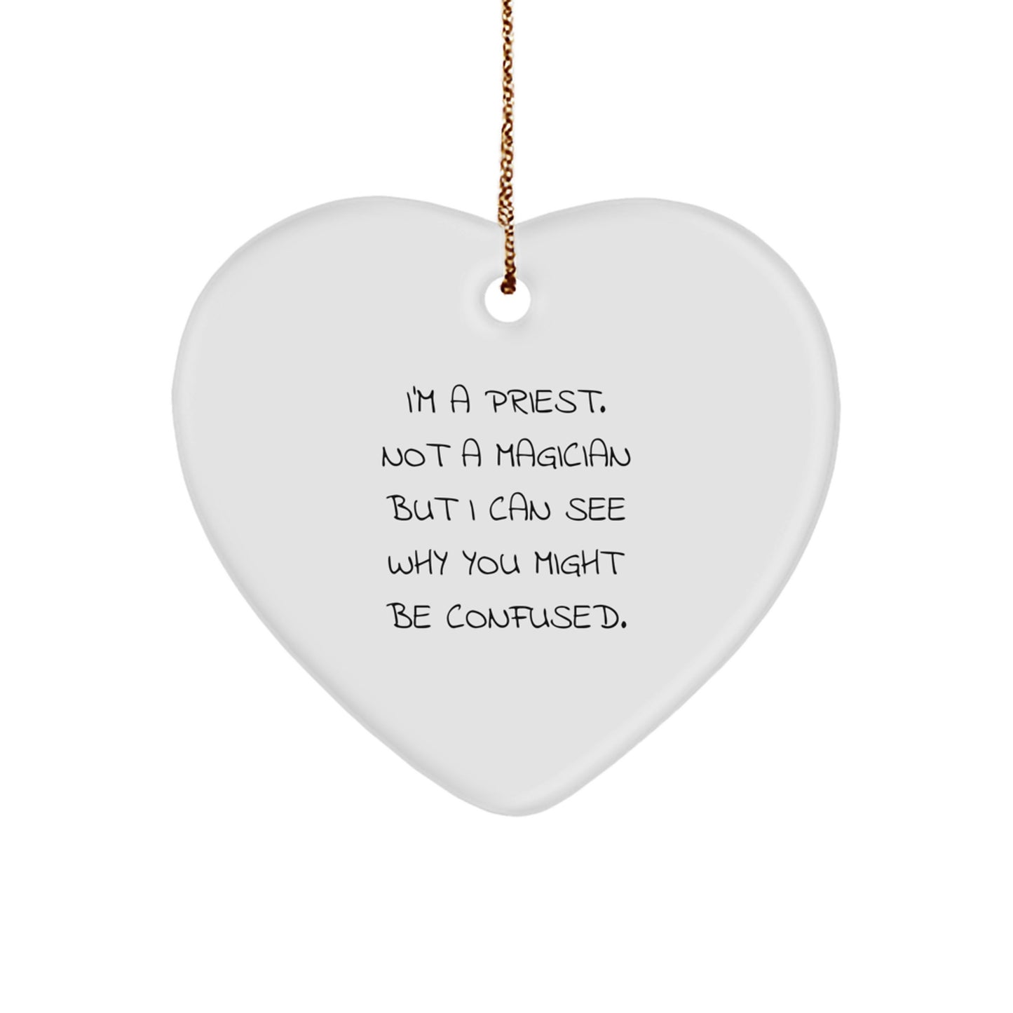 Priest Keepsake Christmas Ornament for Him Gift Heart Shaped White - Image 1