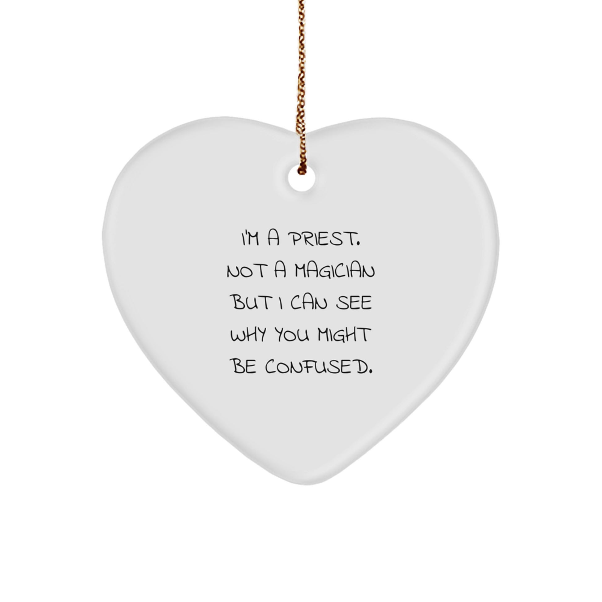 Priest Keepsake Christmas Ornament for Him Gift Heart Shaped White - Image 1